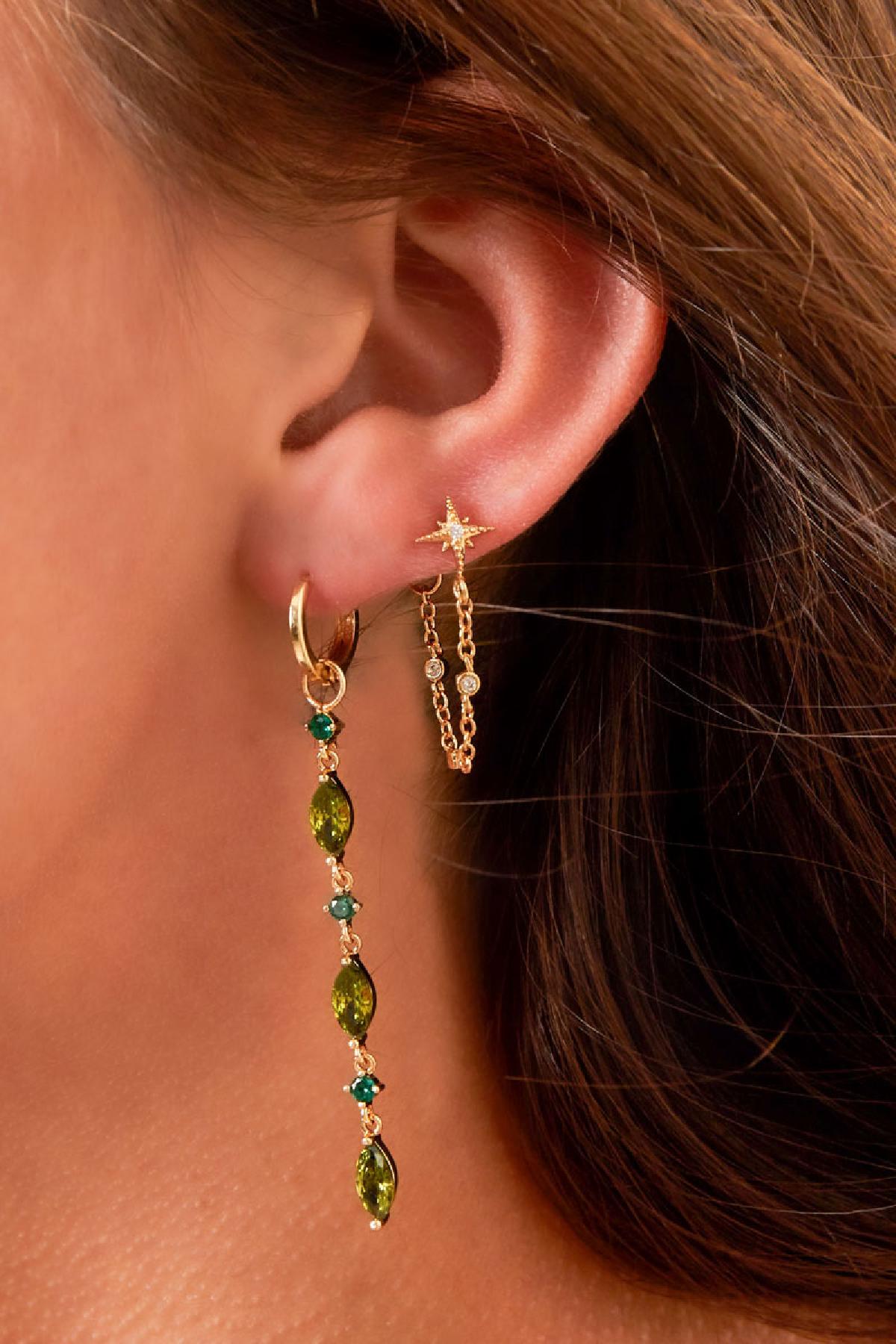 Ohrringe mit Kettenstern - Kollektion Sparkle Gold Kupfer h5 Bild2